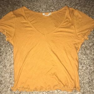 Mustard-Yellow Cropped V-Neck